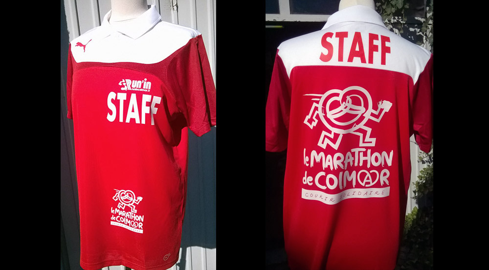 T-shirt personnalisé par Atalus Communication pour le Staff du Marathon de Colmar (2015)